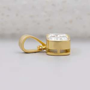 CM Luxury Yellow Gold Diamond <b>Emerald</b> Cut Alphabet Letter <b>Pendant</b> with Bezel Setting IGI Certified Unisex Everyday Wear Jewelry - Product Image 3