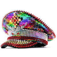Nouveau chapeau de carnaval de Mardi Gras à sequins et diamants, chapeau à pointes, festival Burning Man, chapeau de capitaine à cheval, personnage de fête, style punk