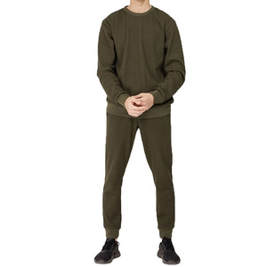 Hot Sale Customized Logo <b>Men's</b> Slim Fit 100% Cotton Sweatsuit Plain Dyed Solid Color Plus Size for Winter Sweatsuits - Product Image 1