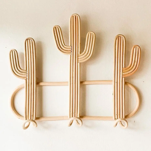 Gancho de pared de ratán natural Gancho para colgar en forma de cactus Ganchos para colgar ropa - Product Image 2