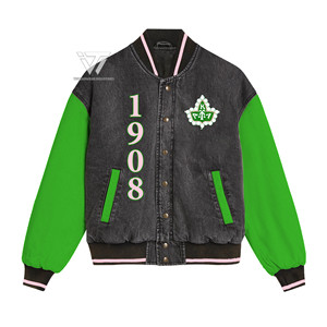 Custom Greek Alpha | Kapa | Alpha Sorority Clothing Embroidered Varsity Letterman <b>Jeans</b> Denim Jacket Greek Paraphernalia - Product Image 1