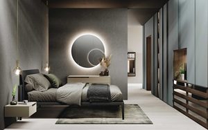 Italian Luxury Modern Bedroom Furniture Set Dark Grey Wardrobe Bed <b>Bedside</b> <b>Table</b> Integrated Always Boiserie Wall Panel Suit - Product Image 2