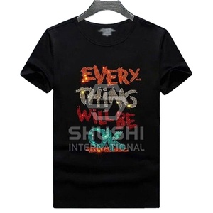T-shirt pour homme en coton 100% tricoté uni avec strass, couleur personnalisée, dernier design, séchage rapide, respirant, écologique, manches courtes - Product Image 1