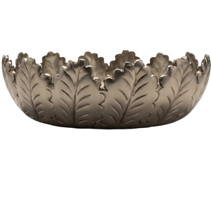 Tazón Decorativo de Frutas Hecho a Mano con Borde de Hoja de Travertino Moderno, 10 Pulgadas, Acabado Plateado, Multifuncional, para Ramadán y Bodas - Product Image 1