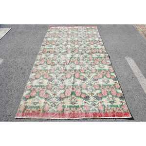 พรมตุรกีวินเทจ ขนาด 4.8x8.7 ฟุต สีเบจลายดอกไม้ - Product Image 1
