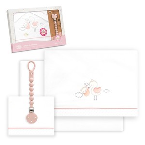 Juego de 3 Piezas de Ropa de Cama para Cuna Modelo Cigea-Oso con Soporte para Chupón, Sábana de Bebé 100% Algodón con Patrón de Personajes Tejidos - Product Image 1