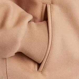 Fashionable Wool/Leather Streetwear Nonwoven Varsity Jacket Stand Collar <b>Covered</b> <b>Button</b> Breathable Windproof Eco-Friendly Winter - Product Image 5