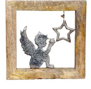 Nouveau design en aluminium coulé Double coeur argent fini dans un cadre en bois pour Noël et les festivals, la maison et l'hôtel. - Product Image 6