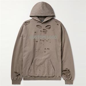 Sudadera con Capucha Extra Grande, Estilo Desgastado, con Hombros Caídos, Gruesa, Impermeable, 100% Algodón para Hombre - Product Image 3