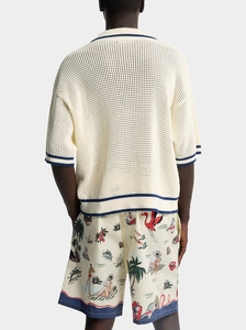 Pull en tricot ajouré personnalisé pour l'été, manches courtes, 100% coton, avec logo brodé <span class=keywords><strong>sur</strong></span> le col, polo en tricot pour <span class=keywords><strong>homme</strong></span> - Product Image 2