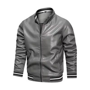 2025 chaquetas de bombardero de cuero para hombre de moda al por mayor Material de piel de vaca suave manga larga ajuste cómodo soporte bordado impermeable - Product Image 5
