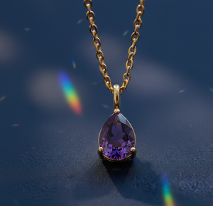 Elegante Collar con Colgante de Amatista Azul de 10×14 mm en Forma de Pera, 16 Pulgadas, Plata de Ley 925 con Baño de Oro de 18K, Regalo de Cumpleaños - Product Image 2