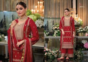 Nouvel arrivage Excellente qualité Style moderne Meilleur lourd Chinon Salwar Suit & Dupatta Avec broderie Travail Femme Mode Exportateur - Product Image 6