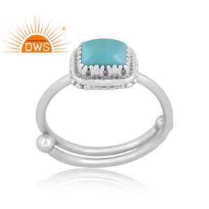 Handmade Design Fine Sterling Silver Natural Arizona Turquoise Gemstone <b>Adjustable</b> <b>Ring</b> Jewelry Manufacturer - Product Image 1