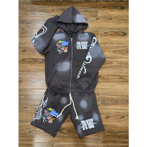 Ensemble de sweat à capuche et short d'automne décontracté pour hommes en gros 2025 nouveauté tissu polaire 100% coton à séchage rapide - Product Image 1