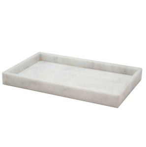 Plateau en marbre véritable gravé sur mesure, fait à la main, poli, style américain, plateau rond de service pour la maison, l'hôtel, le restaurant - Product Image 1