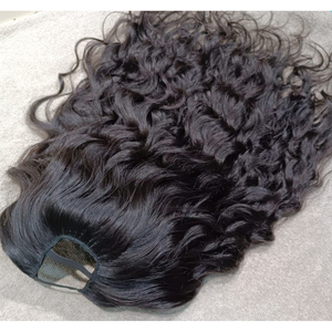 วิกผมลอนยาวปานกลางสำหรับผู้หญิง แบบ U Part ไม่พันกัน ไม่มีเหา สีดำธรรมชาติ ผมแท้ - Product Image 4