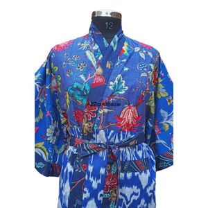 Bata Corta Kimono Vintage Hecha a Mano, Diseño Floral de Lujo, Abrigo Acolchado Indio, Chaqueta Suave de Invierno, Camisón de Otoño, 100% Algodón - Product Image 4