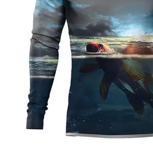 เสื้อตกปลาแขนยาวลายพรางสำหรับผู้ชาย ผลิตจากโพลีเอสเตอร์ ป้องกันแสงแดด UPF กันน้ำ รับผลิตตามแบบ OEM ไซส์พลัส - Product Image 4
