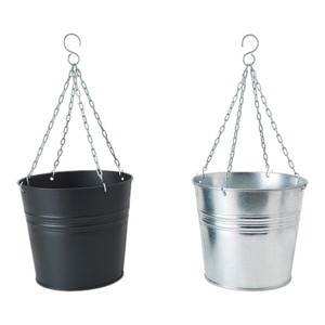 Maceta Colgante Moderna de Metal Geométrico Blanco con Base de Madera para Plantas de Interior, Balcón y Decoración del Hogar - Product Image 2