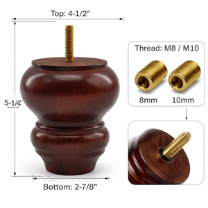 Patas de Sofá de Madera Maciza Torneadas a Medida, Patas de Madera de Primera Calidad para Muebles de Sala de Estar, Sofá, Silla, Cama, Gabinete, Fabricante OEM ODM - Product Image 2