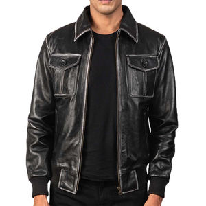 Men High Quality Custom Leather <b>Jacket</b> Stand Front Hooded <b>Vintage</b> Design Breathable Genuine Leather Winter <b>Jacket</b> for men 2026 - Product Image 1