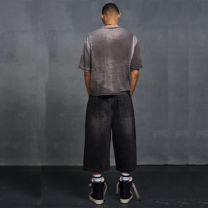 Lo último en ropa de calle, camisetas recortadas con lavado ácido Vintage, camisetas desgastadas para hombres, camisetas Unisex recortadas personalizadas a la venta a granel - Product Image 2