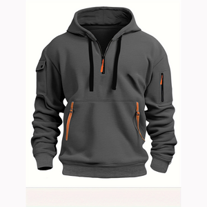 Sweat à capuche unisexe surdimensionné d'hiver doublé en polaire brodé Streetwear Capuche à cordon réglable Impression personnalisée Mélange de coton doux - Product Image 2