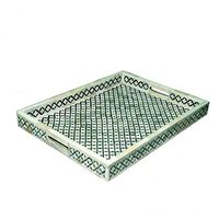 Plateau de service rectangulaire en bois sculpté à la main de haute qualité, design Art Déco, pour la vente en gros, idéal pour le Ramadan, Diwali et l'usage domestique