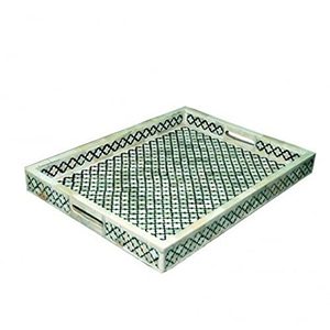 Bandeja para servir con incrustaciones de hueso de último diseño al por mayor, bandeja rectangular para servir comida casera con incrustaciones de hueso naturales hechas a mano de alta calidad - Product Image 1