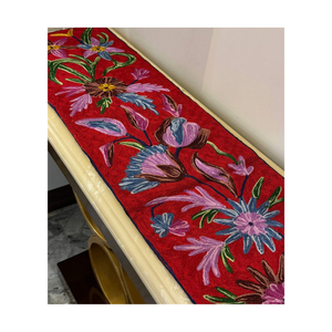 Upgrade Decor Today With 100% Cotton Embroidered Floral Red Minimalistic Table Runner 220 GSM 108 Inch India UPS GOTS Label - Product Image 6