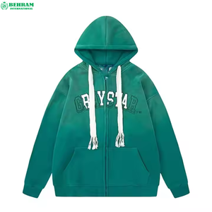 Sweat à capuche zippé unisexe surdimensionné à épaules tombantes, personnalisé, en molleton 100% coton French Terry, respirant, effet délavé soleil et délavé à l'acide - Product Image 2