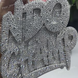 Colgante Unisex de Plata de Ley 925 con Baño de Rodio, con Diamante Redondo de Moissanita VVS, Estilo Hip Hop, Brillante, Ideal para Regalo - Product Image 4