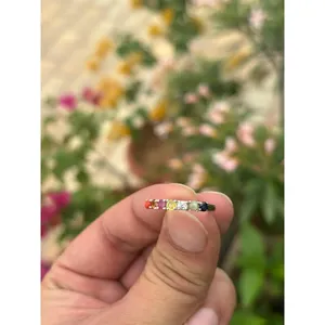 Bague en argent 925 Navratan avec pierre naturelle en zircon, bijoux fins pour homme, pour un usage quotidien, bague simple avec motif numérique - Product Image 5