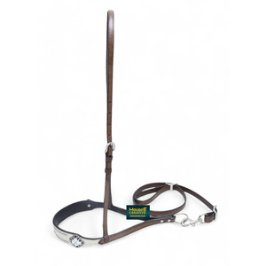 Sangle de nez en cuir de vachette premium, finition délavée à l'acide, quincaillerie en acier inoxydable pour l'équitation western, sangle de 1 mètre - Product Image 1