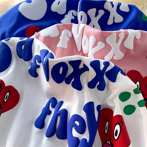 เสื้อยืดพิมพ์ลายพัฟสำหรับผู้ชาย, เสื้อยืดผ้าฝ้าย100% 3D โฟมพิมพ์ลายกราฟิกโอเวอร์ไซส์ทรงหลวมไหล่ - Product Image 3