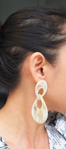 Classic Handmade Dangle Earrings From India Luxury Buffalo Horn with Natural Pearl Stone Trendy ARTISAN AURA's Unique Indian <b>Art</b> - Product Image 2