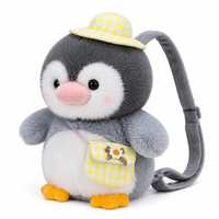 Sac à dos en peluche pingouin mignon, sac en peluche doux avec chapeau pour enfants, cadeau d'anniversaire ou de Noël