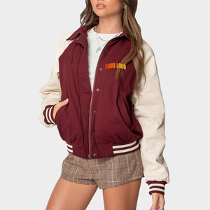 Mode femmes varsity veste polaire manches élégant mélange de laine survêtement à la mode collège letterman bombardier personnalisé brodé - Product Image 5