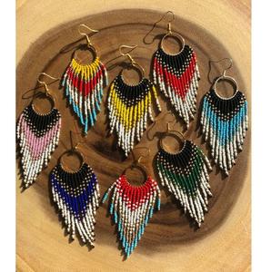 Pendientes de Estilo Vintage Coloridos y a la Moda, Pendientes Bohemios Hechos a Mano con Cuentas, Pendientes de Borla con Cuentas de Semillas - Product Image 2