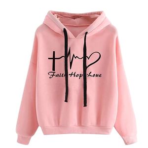 เสื้อฮู้ดผู้หญิงแขนยาวแบบสั่งทำ OEM ผ้าฝ้าย 100% บุขนแกะ ระบายอากาศได้ดี สไตล์ตะวันตก  สำหรับฤดูหนาว  แบบเรียบด้านหน้า - Product Image 5