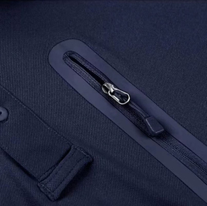 เสื้อโปโลแขนสั้นสำหรับผู้ชายเสื้อโปโลมีซิปของ100% ผ้าฝ้ายออกแบบได้ตามต้องการ - Product Image 3