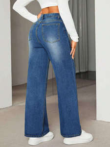Pantalones Vaqueros de Mujer al por Mayor, Estilo Vintage, Cintura Baja, Denim Lavado, Pierna Ancha, Corte Recto - Product Image 2