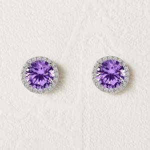 ต่างหูพลอยและลูกบาศก์เซอร์โคเนียอันน่าทึ่งต่างหูพลอยเทียมทรงกลมขนาดใหญ่8มม. - Product Image 1