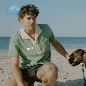 Camiseta personalizada de manga corta de verano para la <span class=keywords><strong>playa</strong></span>, camiseta informal de algodón 100% de gran tamaño para hombre, <span class=keywords><strong>Polo</strong></span> de <span class=keywords><strong>toalla</strong></span> de rizo con bolsillo en el pecho - Product Image 3