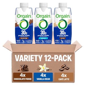 Orgain - Paquete Variado de Batidos Altos en Proteínas de 30 g, Chocolate, Vainilla, Café Latte, 11 Fl Oz (Paquete de 12) - Product Image 3