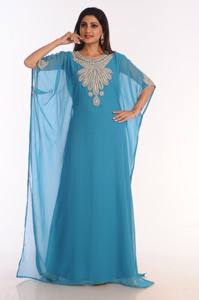 Caftanes islámicos Georgette bordados Phirozy con trabajo Zari - Product Image 4