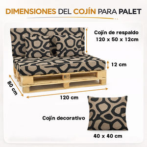 Ensemble de 4 coussins de palettes d'extérieur en tissu durable 120x80 + 120x50 cm pour canapé de jardin, 12 cm d'épaisseur, housse amovible, mobilier de patio - Product Image 3