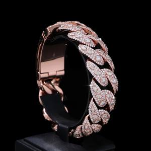 Conjunto de cadena y pulsera de eslabones cubanos de oro rosa personalizado, joyería con nombre de moissanita, conjunto de collar de joyería de plata 925 de Hip Hop - Product Image 5