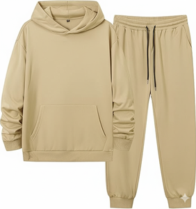 Costume de jogging à capuche en polaire lourde | Motif solide | 100% coton | Logo personnalisé | Vêtements de sport d'hiver - Product Image 1